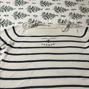 Ralph Lauren Cream and Navy Striped Top